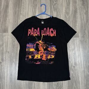 Papa Roach T-Shirt Size L Black EGO TRIP North American Tour Shirt Nu Metal Emo